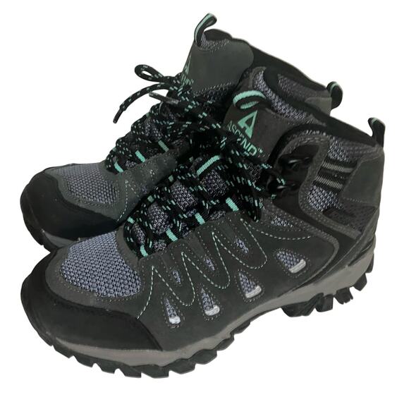 Ascend Traverse-W Women's 7 Hiking Boots Leather Upper VGUC Mint Green Gray - Picture 1 of 12